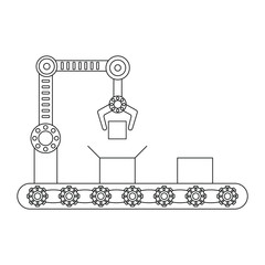 Conveyor assembly line in flat style. Automatic production line concept. Industrial mass production conveyor. 