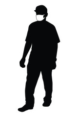 Man with mask silhouette vector
