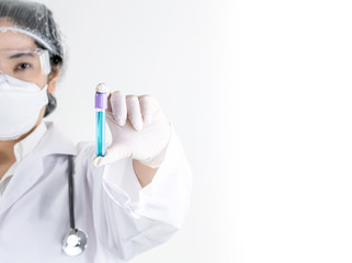 Medical scientist holding vaccine prevent virus coronavirus (covid-19) and flu