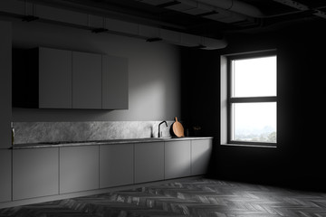 Dark gray kitchen corner with countertops