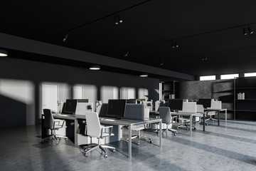 Modern gray open space office corner