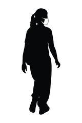 woman with mask silhouette vector