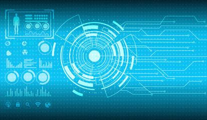 Private data access. Identity verification system with fingerprint scan technology, copy space. Creative illustration