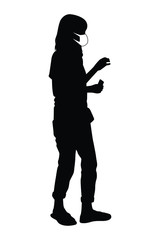 woman with mask silhouette vector