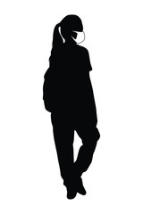 woman with mask silhouette vector