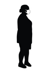 woman with mask silhouette vector
