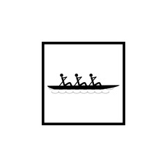Water sport. Water rowing icon. Logo extreme sport and recreation in water. Monochrome template for poster, logo, ets. Design element. Vector illustration.