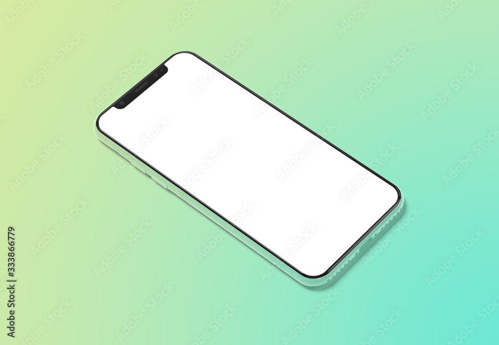 Poster Modern smartphone mockup on gradient background 3D rendering