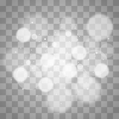 Bokeh Effect Circles Isolated Transparent Background. Christmas Glowing Glitter Element. Shining Particles Magic Spark. Vector Illustration Eps10