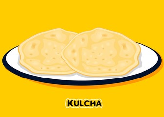 Kulcha Roti indian Chapati or Bread Vector
