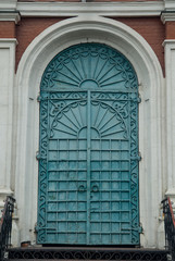 Iron door of exaltation of the Cross cathedral in Brusensky monastery, Kolomna Kremlin, Russia