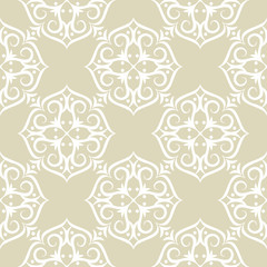 Pale olive green seamless background with white floral pattern