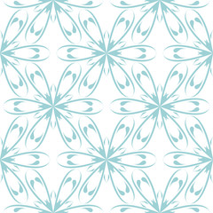 Fototapeta na wymiar Blue floral pattern on white. Seamless background