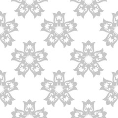 Floral seamless pattern. Gray and white background