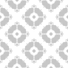 Floral seamless pattern. Gray and white background