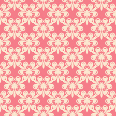 Seamless pattern. Floral beige design on pale pink background
