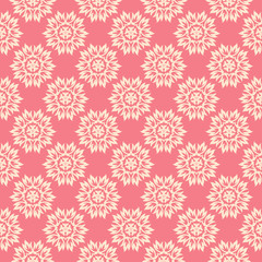 Floral seamless design. Pink and beige background
