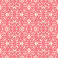 Seamless floral pattern. Beige print on pink background