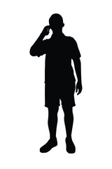 Man with backpack silhouette vector on white