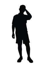 Man with backpack silhouette vector on white