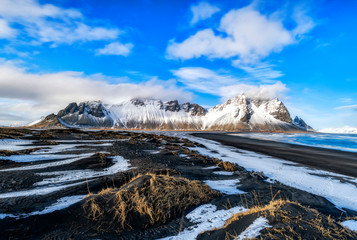 Famous Stokksness beach in Iceland