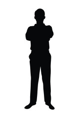 Standing man silhouette vector on white