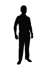 Standing man silhouette vector on white
