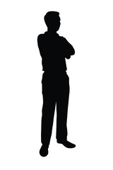 Standing man silhouette vector on white