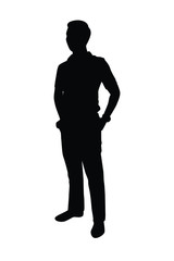 Standing man silhouette vector on white