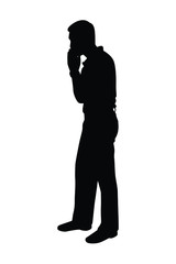 Standing man silhouette vector on white