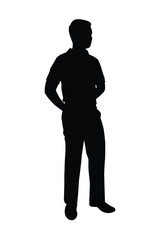 Standing man silhouette vector on white