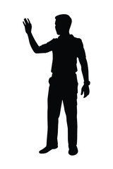 Standing man silhouette vector on white