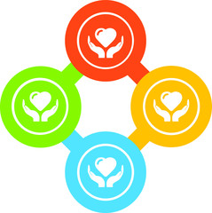 Giving Heart Vector Illustration icon for all purpose. Isolated on 4 different backgrounds.