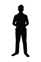 Standing man silhouette vector on white