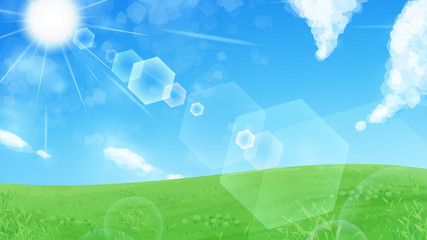 青空と太陽の背景イラスト 虹 天気雨 16 9 Wall Mural Wallpaper Murals ふわぷか