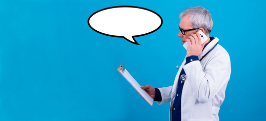 doctor with mobile phone. online diagnosis of any disease, virus or infection