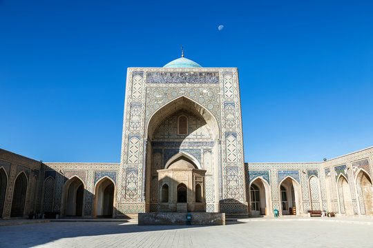 Kalyan mosque in Bukhara in the morning, inner courtyard. Uzbekistan