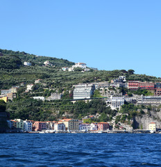Fototapeta na wymiar The old port area of Sorrento as seen from the water, Italy