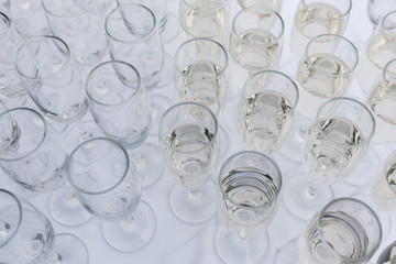 Glasses of champagne and sparkling wine served at charity event