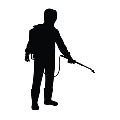 Man with sprayer silhouette vector on white