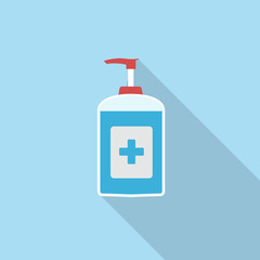 Disinfection. Hand sanitizer bottle icon, washing gel. Vector illustrationDisinfection. Hand sanitizer bottle icon, washing gel. Vector illustration