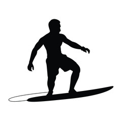 Wave surfing man silhouette vector