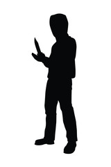 Bandit with knife silhouette vector on white