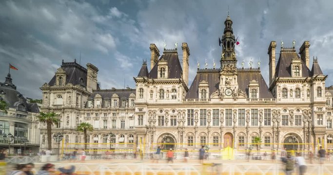 hyperlapse Paris City Hall, Hotel de Ville, France