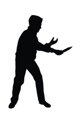 Bandit with knife silhouette vector on white