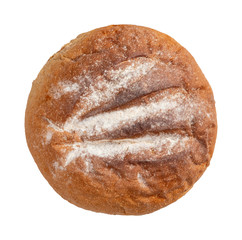 Isolated whole bread on white background.