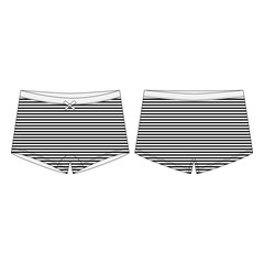 Mini-short knickers in blue stripes fabric on white background. Children's knickers.