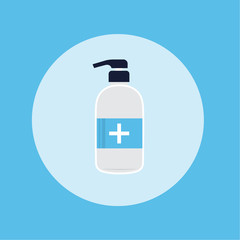 Disinfection. Hand sanitizer bottle icon, washing gel. Vector illustrationDisinfection. Hand sanitizer bottle icon, washing gel. Vector illustration