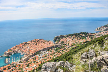 Fototapeta na wymiar Panorama of old city Dubrovnik in a beautiful summer day, Croatia