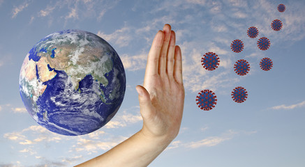 Protecting planet from coronavirus. Elements of this image furnished by NASA © Dmitry